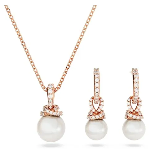 Swarovski Conjunto Originally, Perla de cristal, Blanco, Baño tono oro rosa
