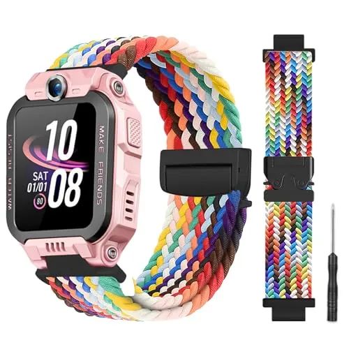 Zspoly correa de reloj elástica de nailon para niños, compatible con imoo Z6/Z7/Z1, hebilla de metal, hebilla de paracaídas, deportes al aire libre, color negro, correa de repuesto suave para niña y