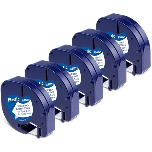 Aken 91201 Cinta de Etiquetas Compatible con Dymo Letratag 12mm x 4m
