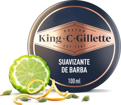 King C. Gillette Suavizante de Barba Hombre, 100 ml | Bálsamo Barba Ligero Acondicionador Profundo, con Manteca de Cacao, Aceite de Argán y Manteca de Karité