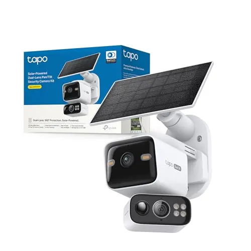 Tapo C645D Kit - Cámara Vigilancia Exterior 360º Doble Lente 2K Panel Solar