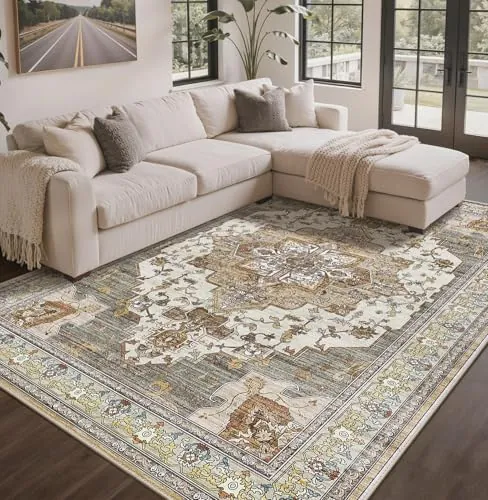 GENIMO Alfombra Salon Sin Peluche,Alfombra Cocina Lavable Antideslizante,Alfombra Pasillo de Dormitorio,Alfombra Silla Escritorio,Comedor,Vendimia,160x230 cm