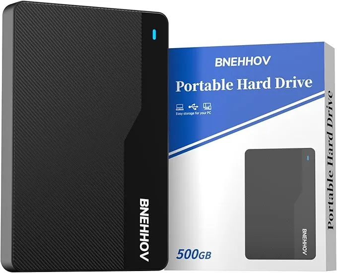 Disco Duro Externo Portátil Ultra Delgado 500GB HDD Disco Duro USB 3.0 SATA Expansión de Almacenamiento Compatible con PS4, PC, Mac, Windows, Portátil, Xbox, Wii U, Chromebook