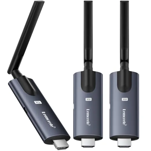 Lemorele Transmisor HDMI Inalámbrico y Receptores, 1080P Transmisión Inalámbrica HDMI, Compatible con la transmisión de Video Desde portátiles, cámaras y TV Box a monitores y proyectores (1TX-2RX)
