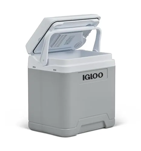 IGLOO IE27 Nevera Eléctrica, 12V y 230V, 27L – Mini Frigorífico Compacto para Coche, Camping, Viajes, Barco y Festivales – Ligera, Portátil, con Compartimento para Cables y Modo Eco/MAX