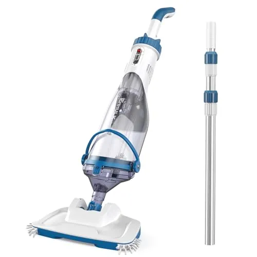 Enhulk Aspiradora de Piscinas a batería, Cabezal Mejorado de 34 cm, Tiempo de Funcionamiento de hasta 60 Minutos, Limpiador de Piscinas con 3 filtros y pértiga telescópica, succión de hasta 4200 l/h