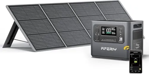 AFERIY Generador Solar 2400 W con Panel de 200 W, Estación de Alimentación Portátil de 2048 Wh (Pico de 4800 W), Batería LiFePO4, 220 V-240 V, Plegable USB, IP65