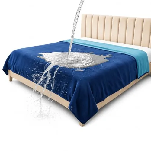 Bedding Aid Manta Impermeable para Cama, Perro y Sofá (Azul Oscuro/Verde Oscuro, 203x229cm)