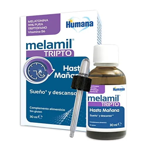 Melamil Tripto, complemento alimenticio a base de melatonina 99% pura, triptófano y vitamina B6 que ayuda a descansar cada noche, 30 ml en gotas