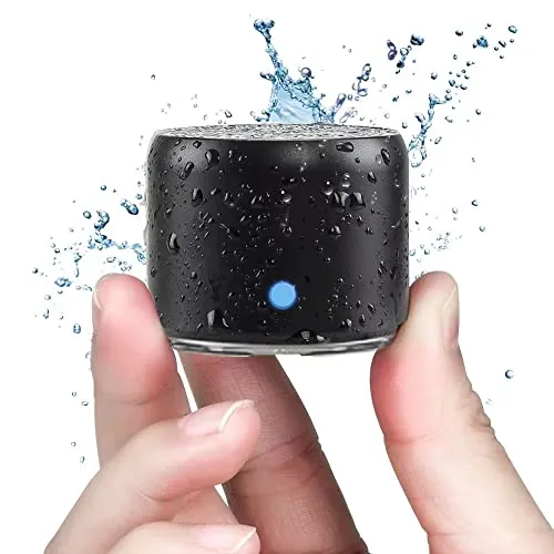 EWA con Estuche de Transporte, A106 Pro Mini Altavoz portátil Bluetooth Ducha Inalámbrico Extra Bass, Impermeable IP67, con 12 Horas de Reproducción Senderismo Playa y Viajes (Negro)