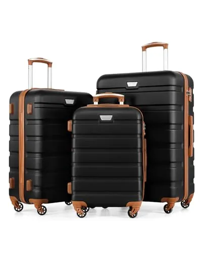 COOLIFE Juego de Maletas 3 Piezas para Viajes Familiares, M+L+XL, ABS+PC