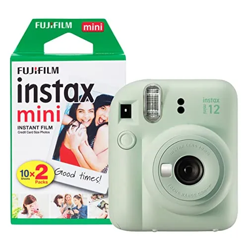 Fujifilm instax Mini 12 - Cámara instantánea con 20 películas de Disparo, Color Verde Menta