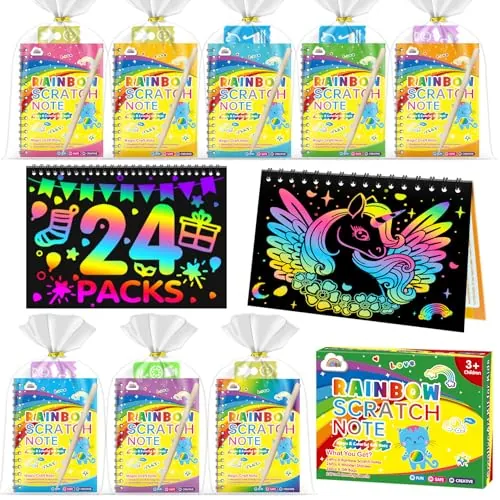 ZMLM 24 Scratch Art Manualidades Kit con 24 Plantilla y Lápiz de Madera