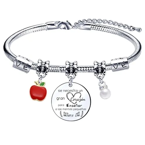 YZLPLP Pulsera Maestro Profesora Regalo Graduación Cumpleaños Regalo del Día del Maestro Acción Gracias (2)