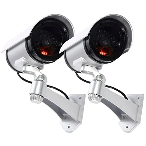 tempo di saldi 2 cámaras de vigilancia Falsas de Exterior con luz LED Intermitente infrarroja