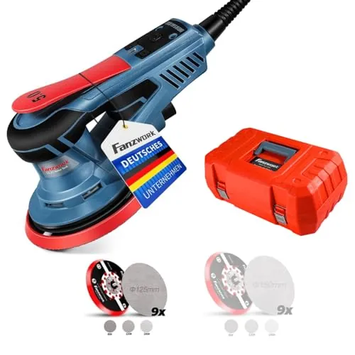 FANZWORK Lijadora Rotorbital 150/125mm, 350W, Motor sin escobillas