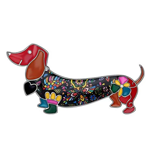DOWAY Broche de solapa esmaltada de perro salchicha de dibujos animados, insignias, bufanda, ropa, bolsas, decoración, joyería de moda, regalo para mujeres y niñas (multicolor)