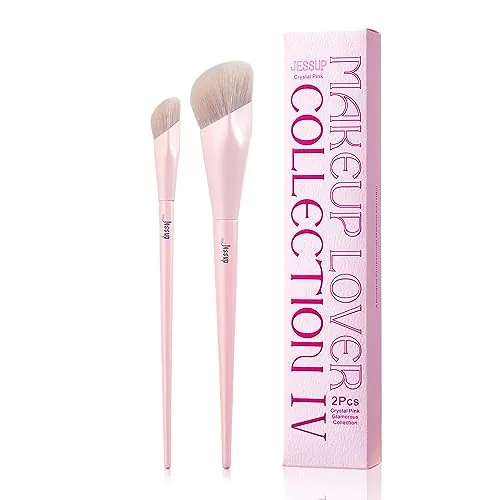 Jessup Brocha para Base Líquida y Brocha para Corrector, Rosa T497