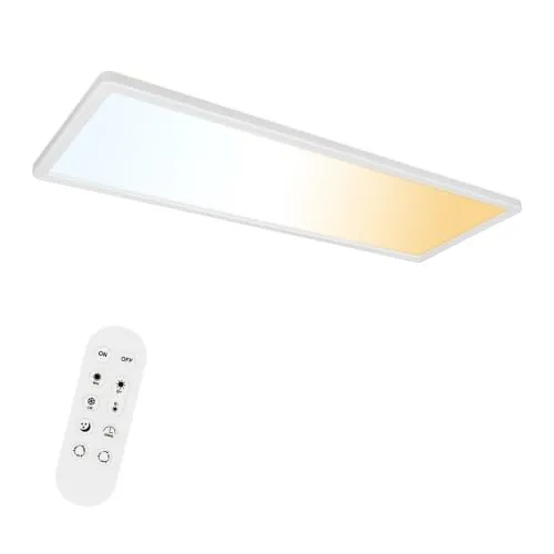 ONDTA Plafón LED Techo 22W 2900LM 2700K-6500K Regulable 58x20cm, Blanco | Función de memoria,Moderna Rectangular Lámpara techo con mando a distancia,IP44 ultrafino para Salón Dormitorio Cocina Baño