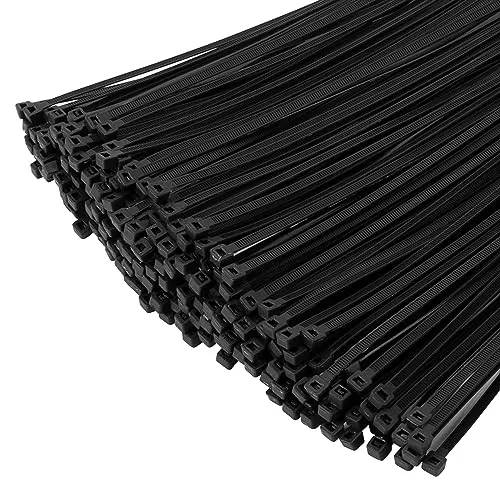 XINGO 1000 Piezas 300mm x 4.8mm Negras Bridas para cables profesionales,Resistentes UV, Bridas para Cables Para Oficina, Hogar, Exteriores