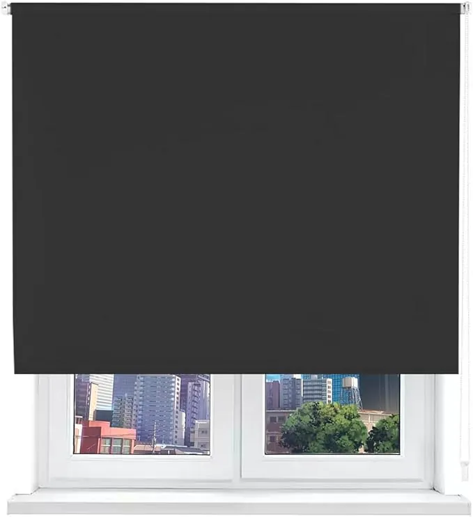 HOME MERCURY- Estor Opaco Enrollable Blackout, Estores térmicos, Persiana Enrollable Blackout para Ventanas. Fácil Instalación (120x180cm, Negro)
