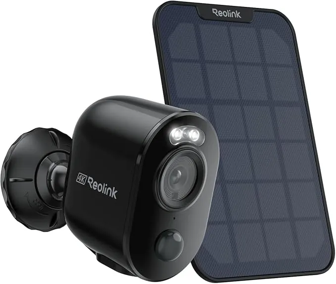 Reolink 4K Camara de Vigilancia WiFi Exterior, 8MP Solar Cámara WiFi de 2,4/5 GHz, Visión Nocturna Color, Detección Smart, Compatible con Alexa, Argus 3 Ultra(Negro)+Panel Solar