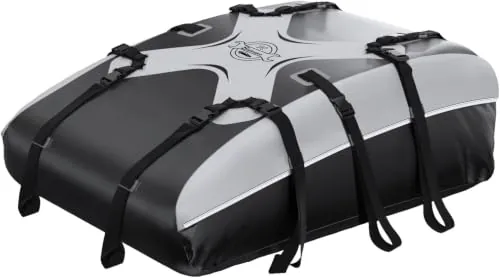 Sailnovo Cofre de Techo 580 L/20 cúbicos, Impermeable Bolsa de Techo, con 6 Ganchos con Alfombrilla Antideslizante Cerrar para Puerta, Apto para Coches sin Portaequipajes (Gris-Negro)