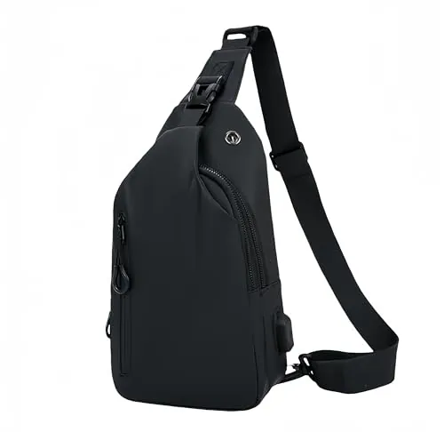 LEXICANMHS Bandoleras Hombre,Bolso Bandolera Hombre,Mini Bolsa Pecho de Hombro,Bolso de Hombre Pequeño,Negro
