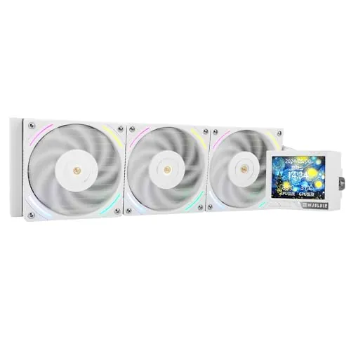 Thermalright Mjolnir Vision 360 ARGB White Refrigerador líquido de CPU,pantalla LCD IPS con resolución de 320x240,para AM5,lga1700/1851,pantalla LCD absorbente de imanes de 3.5 pulgadas para imágenes