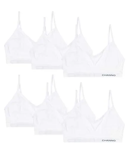 Channo Sujetadores Invisibles sin Costuras, sin Aros ni Relleno, Hechos de Licra con Tirantes Ajustables - Pack de 6, Blanco, L/XL