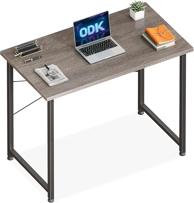ODK Escritorio Pequeña, 80x40cm Mesa de Estudio de Ordenador con Pies Ajustables Mesa de Escritura de Ordenador para Oficina, Dormitorio, Gris