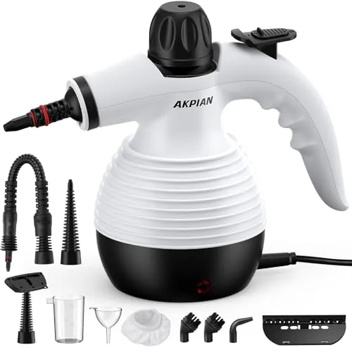 AKPIAN Limpiador a Vapor de Mano con 10 Accesorios