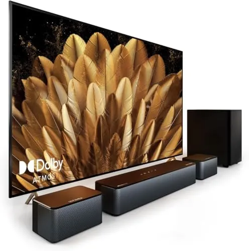 ULTIMEA Barra de Sonido 5.1 con Dolby Atmos, Subwoofer y 2 Altavoces Traseros, Sistema de Sonido Envolvente 3D para TV, Bluetooth 5.3 y Graves Ajustables, 410W, Poseidon D60