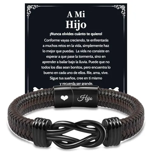 VU100 Pulsera para Hijo Regalo para Hijo Regalo de Cumpleaños Navidad Graduación para Niño Pulsera de Cuero para Niño