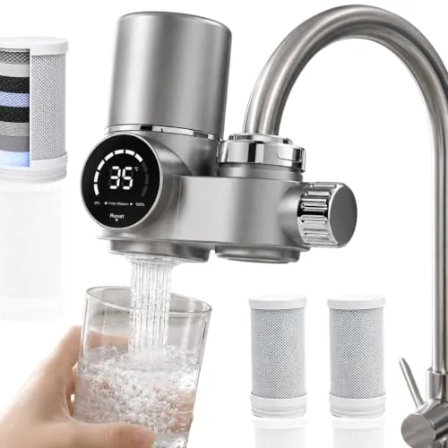 Rankomu Filtro Agua Grifo con 3 Cartuchos, Certificado NSF/ANSI 53 Purificador de Agua Potable, 7 Etapas de Filtración con UV-LED – Elimina Cloro, Cal, Plomo y Metales Pesados para Agua Pura en Casa