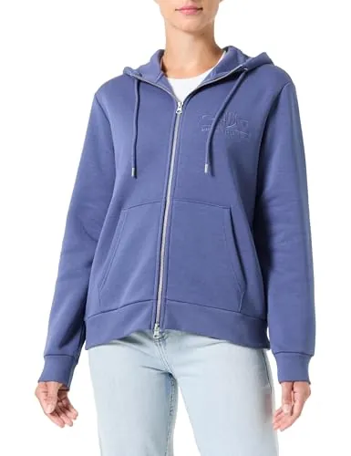GANT Sudadera con Capucha REG Tonal Shield con Cremallera, Azul Marino, M