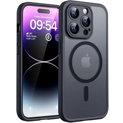 TOCOL Funda para iPhone 14 Pro, Compatible con MagSafe, Titanio Negro