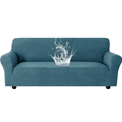 Ystyle Funda Sofa 3 Plazas con Reposabrazos, Elasticas, Azul Pavoreal