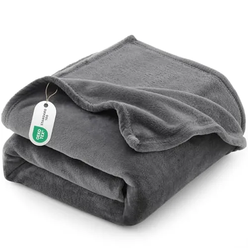 CozyLux Manta para Sofá, Manta Franela para Cama 90, Manta 150x200 de Microfibra, Suave y Cálida, Ligera y Transpirable, Ideal para Invierno, 150x200 cm, Gris