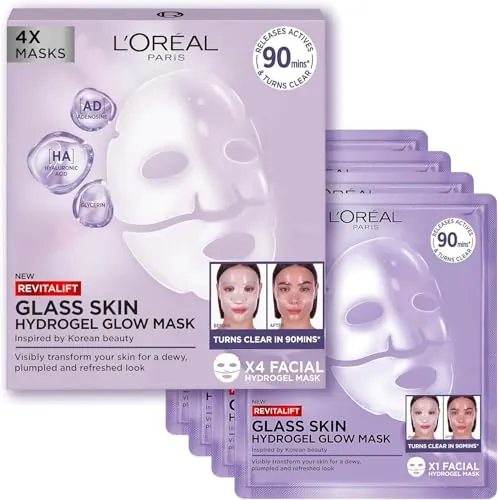 L'Oréal Paris Revitalift Filler Glass Skin Mascarilla Facial Hidrogel 4 Uds