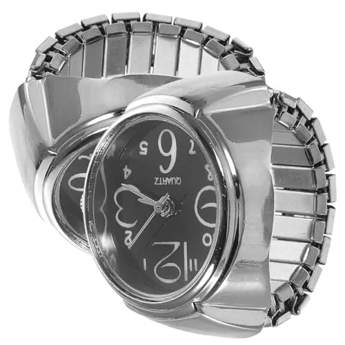 VILLCASE Reloj Anillo Pareja Creativo Negro Mini Reloj De Dedo con Visualización De Tiempo Accesorios Elegantes para Mujeres Y Hombres Ideal para Uso Diario Y Regalos Originales