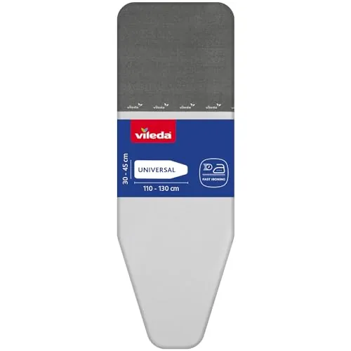 Vileda Rapid Funda para Tabla de Planchar, 3 Capas, Ajuste Universal 110-130 x 30-45 cm, algodón Metalizado Oeko-Tex, Gris