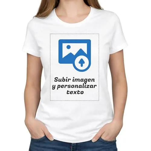 Tenvinilo | Camiseta Personalizada para Mujer con Foto | Foto y Texto | Regalo Original Personalizable | Camiseta Blanca Mujer | Manga Corta | Algodón | Talla L