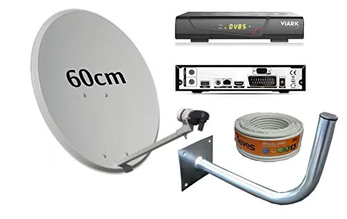 Kit Antena PARABOLICA 60CM TECNOVOZ + Receptor SATELITE V I A R Sat