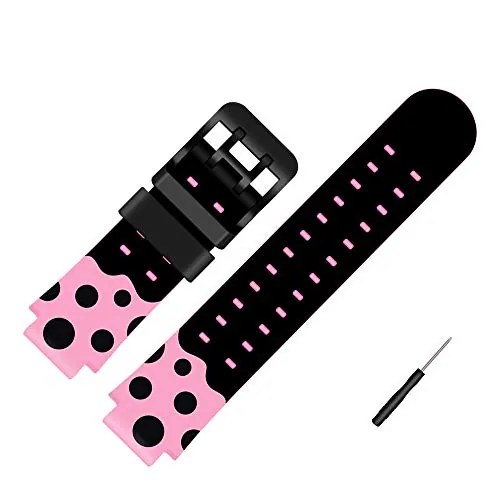 Coholl Kids Smart Watch Bandas de repuesto para de 15mm,compatible con PTHTECHUS CPROGRACE INIUPO YENISEY Silicona Correa de reloj,regalo para niñas y estudiantes,Negro con rosa