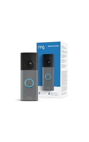 Ring Videotimbre con batería (Battery Video Doorbell) (última gen.), Videotimbre inalámbrico, Retinal 2K, Zoom 6x, Comunicación bidireccional, Prueba gratis, 30 días, plan de suscripción Ring