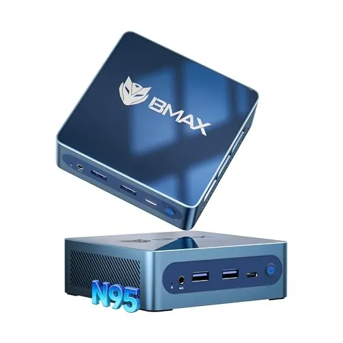 BMAX Mini PC B4Plus, Intel Alder Lake-N95 (hasta 3, 4GHz) 12GB LPDDR5 512GB SSD, Win-11Pro, Mini Ordenador, Double Écran 4K@60Hz,Type-C,HDMI, WiFi 5/BT5.0 Micro PC para para Hogar, Oficina, Empresa