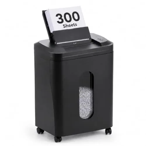 Trishintage Trituradora De Papel: 300 Hojas Destructora De Papel Automática Microcorte P5 2x13 Mm Cubo 35L 10 Hojas Manuales para Oficina Casa Y Archivo