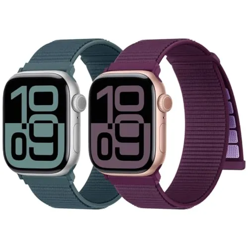 2PCS Nylon Correa Deportiva para Correas Apple Watch 40mm 41mm 42mm 38mm | Correa Velcro, Deporte Transpirable y Cómodo, para iWatch Series 11 10 9 8 7 6 5 4 3 2 1 SE 3 2 1Ultra4 3 2 1 Mujer Hombre