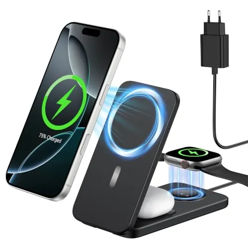 XNYAND Cargador Inalámbrico 3 en 1 para iPhone, Apple Watch y AirPods